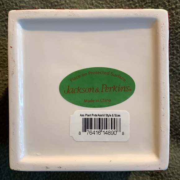 Jackson and Perkins striped holiday plant pot.  Approximately 3 3/4” x 3 1/4” - Picture 4 of 6